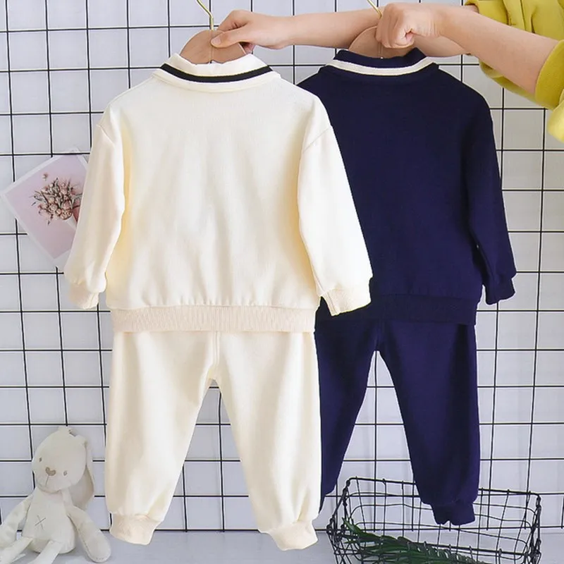 Nov Baby Boy Oblačila, ki Puloverju Majica+Hlače Otroci, Oblačila, Bombaž Poln Rokav O-vratu Trenirka Komplet Za Pomlad