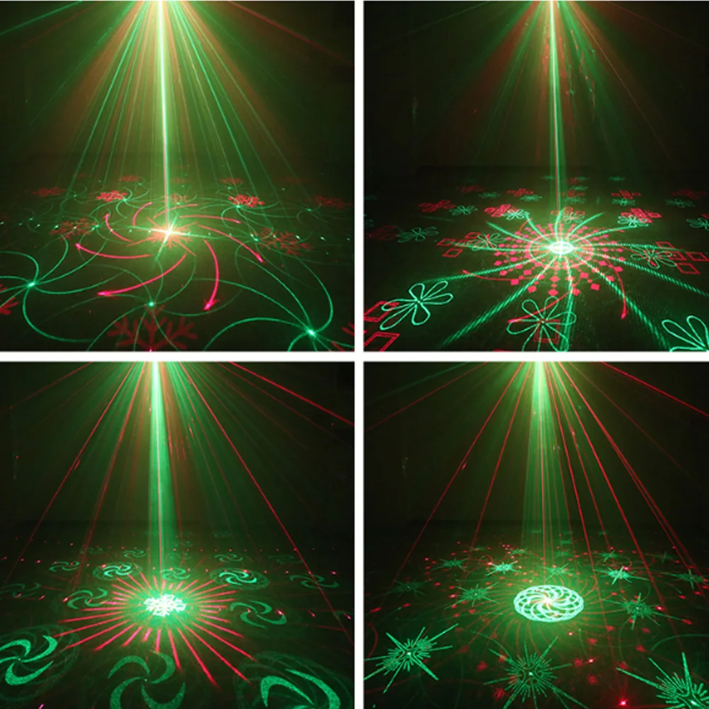 2 Luknjo 48 Vzorec Laserski Projektor Daljavo/Zvok Actived LED Luč Disco RG DJ Party Fazi Luči Božič Lučka za Dekoracijo
