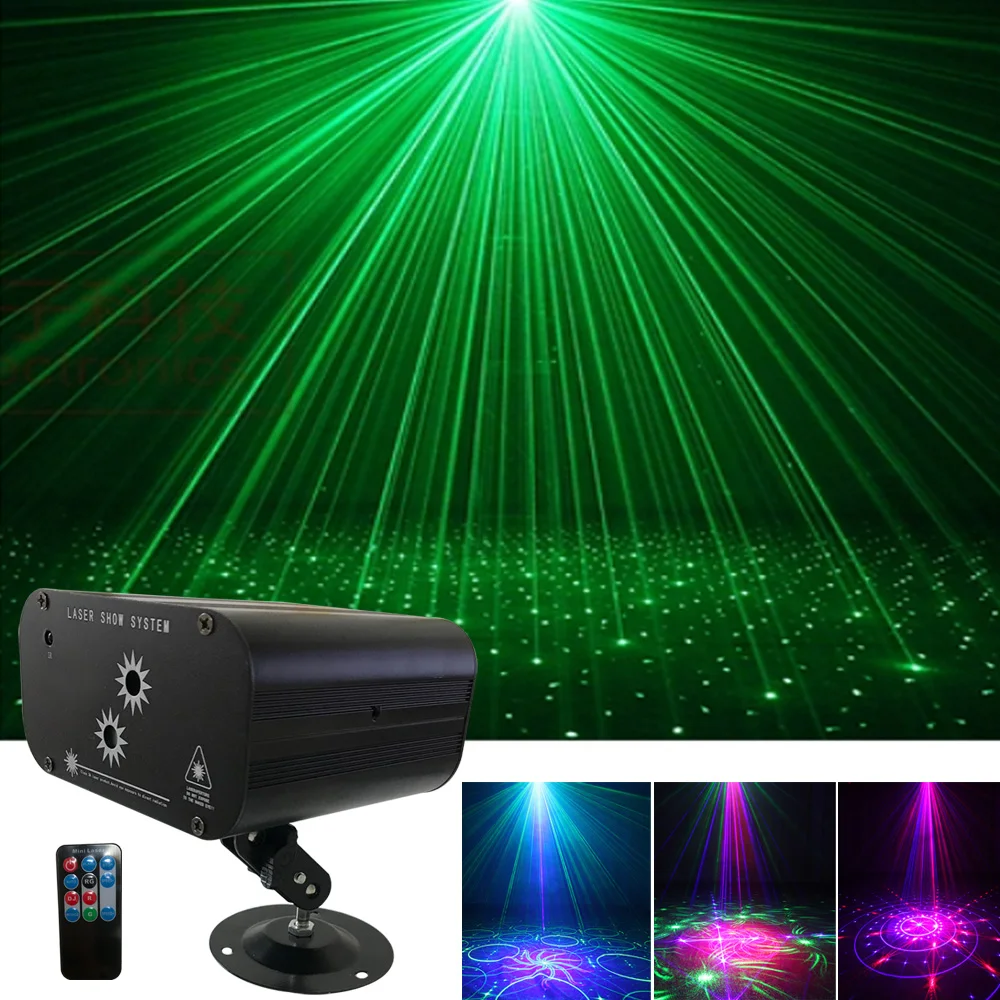 2 Luknjo 48 Vzorec Laserski Projektor Daljavo/Zvok Actived LED Luč Disco RG DJ Party Fazi Luči Božič Lučka za Dekoracijo