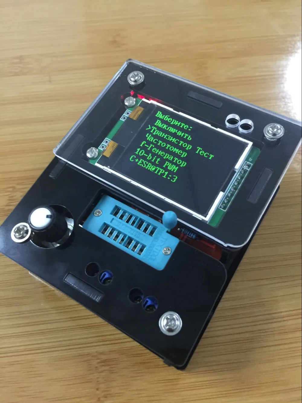 Ruski mega328 DIY kompleti Tranzistor Tester LCR Kapacitivnost Diode ESR meter PWM Kvadratni val Frequency Signal Generator