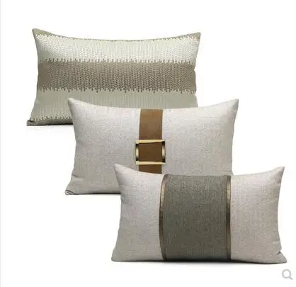 Sodobna svetlobno razkošje kavč, prevleke svetlo rjava zlata PU usnje valovita šivanje spalnica posteljne blazine pokrov