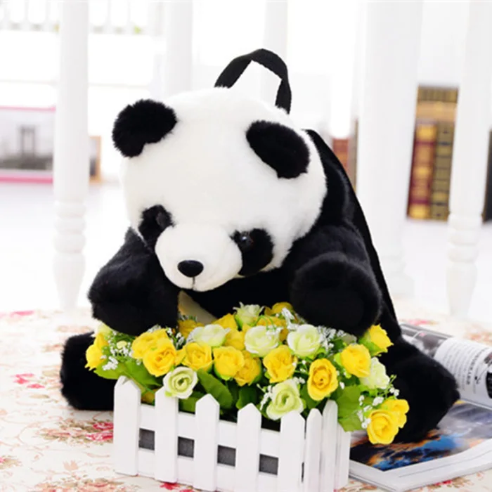 38 CM Panda Otrok Nahrbtnik Plišastih Panda Živali, Igrače, Šolske torbe Lutka Zadrgo, Velike Zmogljivosti, Lepo za Potovanja Darilo Za Otroke