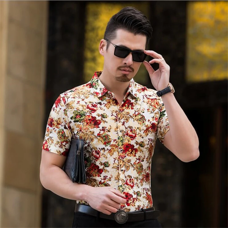 ŠT.809 Kitajski slog lepe cvetlični vzorec 3D tiskanje majica kratek rokav Poletja 2018 Nove mehko udobno kakovosti rokavi moški