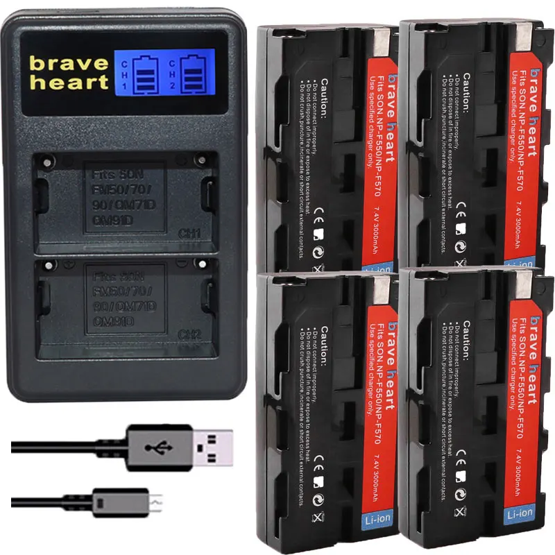 Polnilnik USB 4x bateria NP-F570 NP-F550 NP-F330 NP F550 NP F330 F750 Baterija za sony CCD-SC55 CCD-TRV81 DCR-TRV210 MVC-FD81 Hi-8