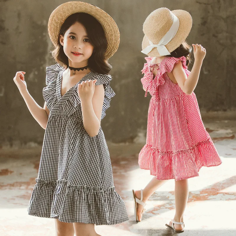Otroci Obleko Za Deklice, Moda Proti Vratom Stranka Dekle Oblačenja Kariran Vzorec Dekleta Obleke Najstniške Otroke, otroška Oblačila