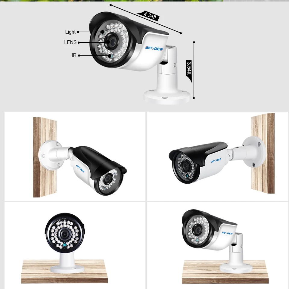 BESDER H. 265 Nadzor IP Kamera 5MP 3MP 2MP Motion Detect ONVIF RTSP Bullet Prostem CCTV Kamere 36PCS IR LED Night Vision