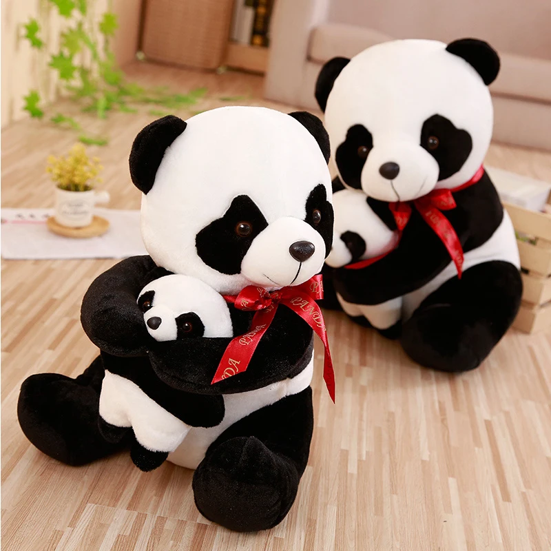 Lepe Visoke Kakovosti PP Bombaž Oče In Otrok Panda Risanka Lutka Starš-Otrok Panda Plišastih Živali Bambusa Listi Panda Blazino Lutka