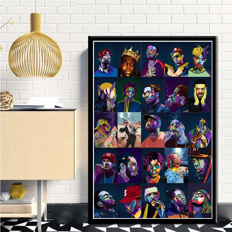 Rapper Zbirka Pop Art Hiphop Rapper Glasbe je Pevka Poster Tiskanje Wall Art Platno Slikarstvo Doma Dekor Platno, Tisk (Brez okvirja)