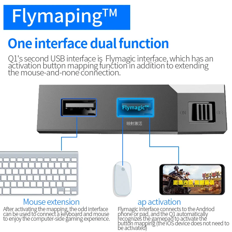 Youpin Flydeli Q1 Mobilne Igre Tipkovnico, Miško Pretvornik Prenosni Bluetooth 4.0 BLE Za Android IOS Mobilna Igralna Adapter
