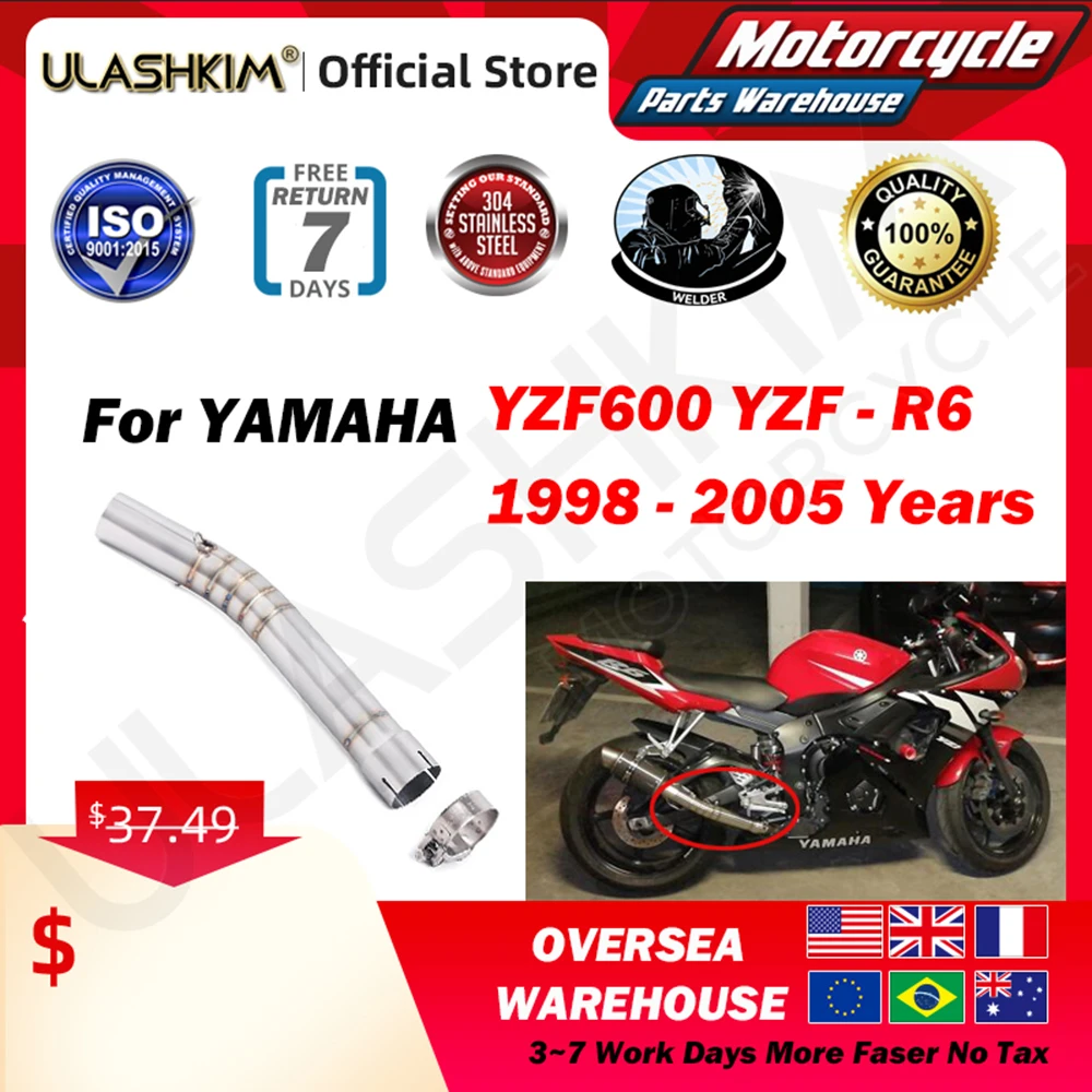 R6 51mm Povezavo Sredini Cevi Celoten Sistem Za YAMAHA YZF-R6 R6 1998-2017 Motocikel Glušnika Spredaj plamenice R6 Izpušnih plinov