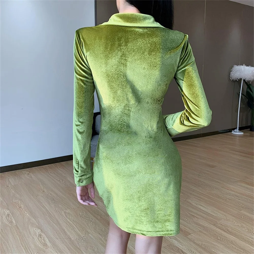Lusofie Jeseni Kup Design Flanela Naguban Bodycon Obleke Za Ženske Enegant Stranka Ulica Priložnostne Dolg Rokav Mini Obleka Ženske