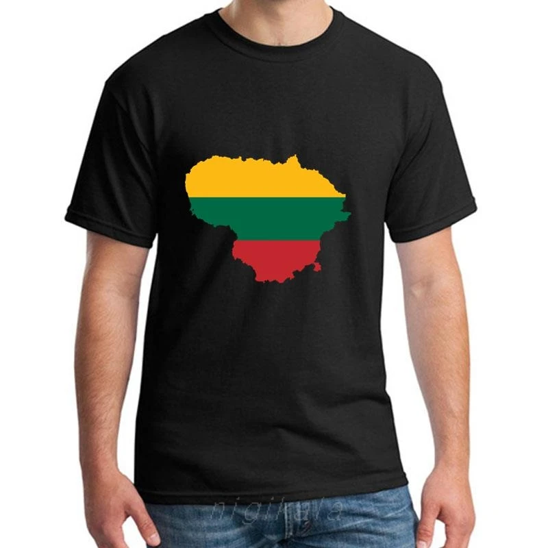 Grafični Litva Zemljevid Flag majica s kratkimi rokavi za dekle, fant, Kratek Rokav Proti Gubam Pletene gospoda tshirts Stavbe vrh tee