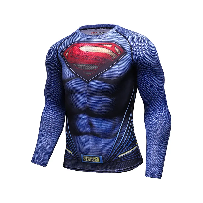 Moški Compression Majica Superheroj Cosplay Kostum Dolg Rokav Suho Fit Tees Majica Kolesarjenje Tek Fitnes Vadbo Fitnes T-majice