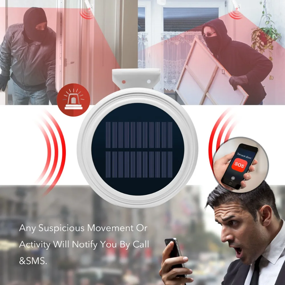 GSM Sončne Alarm Wireless Doma GSM Varnostni Alarmni Sistem DIY Komplet S Samodejno Izbiranje Motion Detektor Senzorja Protivlomni Alarmni Sistem