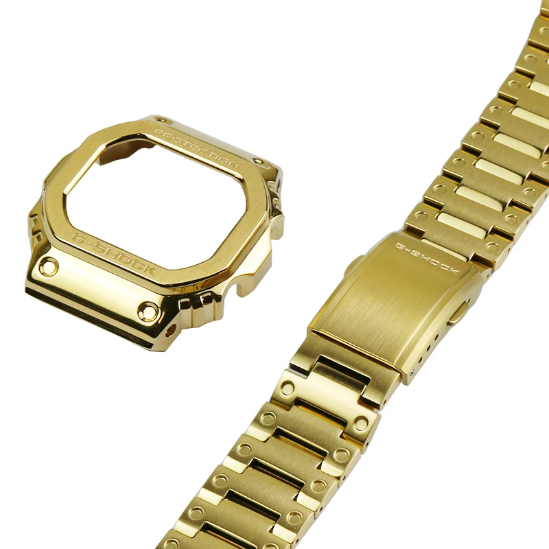 Zlati trak watch primeru moške dodatki za Casio G-SHOCK DW5600 GW5000 GW-M5610 kovinski ura s spremenjen primeru okvir watch band