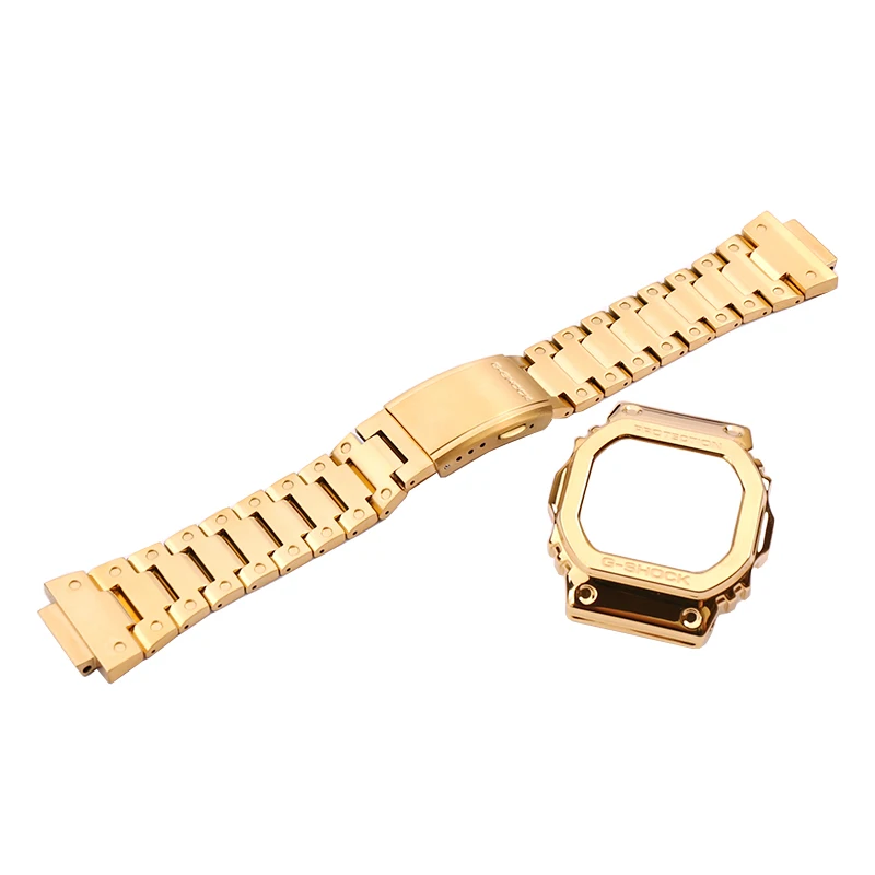 Zlati trak watch primeru moške dodatki za Casio G-SHOCK DW5600 GW5000 GW-M5610 kovinski ura s spremenjen primeru okvir watch band
