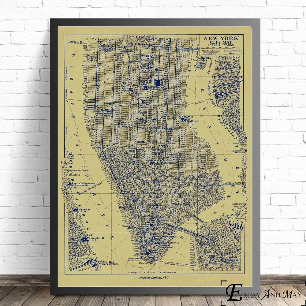 New York, London Zemljevid Podzemne Železnice Letnik Poster Tiskanje Oljna Slika Na Platnu Wall Art Freske Slike Za Dnevna Soba Dekoracijo