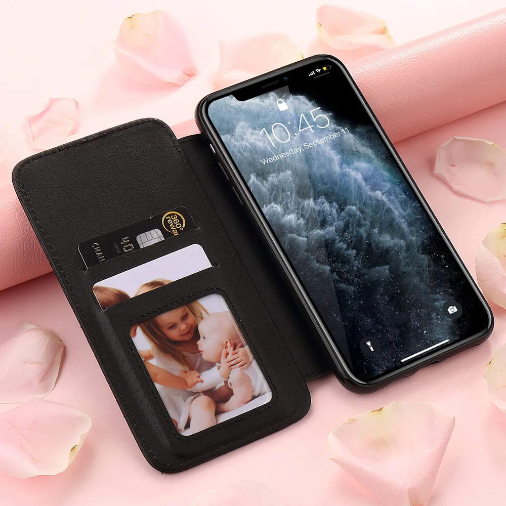 Luksuzni Usnja Flip Case za iPhone 11 Pro Max 12 Mini Xs X Xr 5-IH SE 2020 6 6S 7 8 Plus Ultra tanek Telefon Zaščitnik Denarnice Pokrov