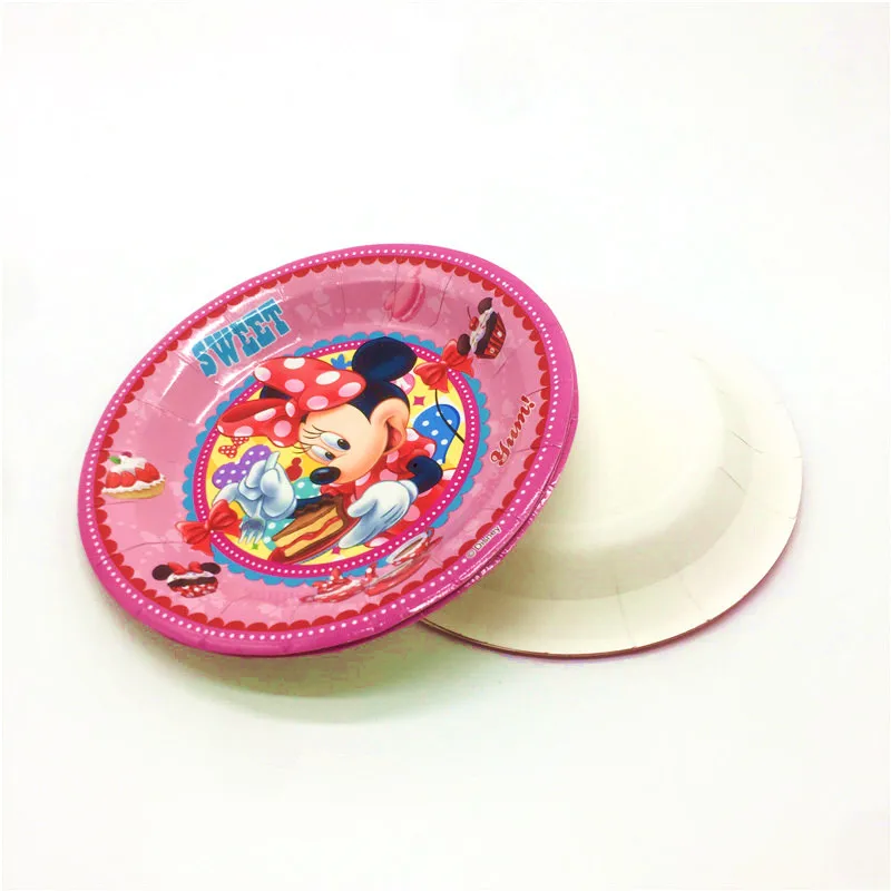 Disney Minnie Mouse Temo 83Pcs/veliko Pokal+Ploščo+Napkin+Rog Dekle Rojstni dan Darilo Vrečko+Banner+Slama+Prt Dekoracijo Ponudbe