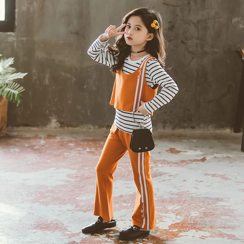 Dekleta Obleko 2020 Novo Pomlad in Jesen Dekleta Obleko Otrok korejski Črtasto Obleko Priložnostne Moda Obleko Dekleta Obleke 10 12 Leto