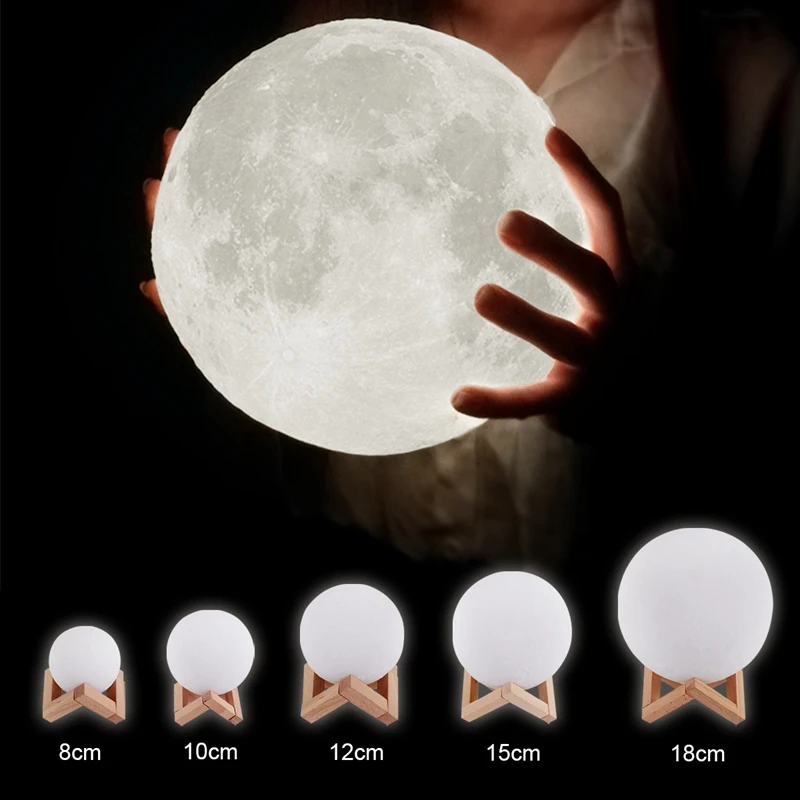 3D Tiskanje Luna Lučka Otrok LED Nočna Lučka Lučka za Dom, Polnilne, Sprememba Barve Svetlobe Dotik Daljinski upravljalnik Galaxy Moon Light Darilo