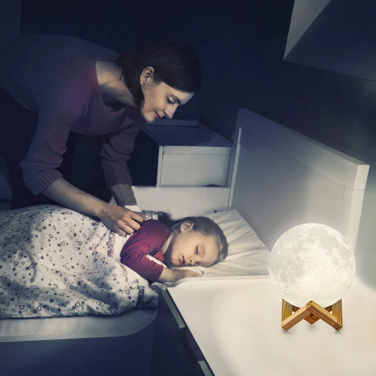 3D Tiskanje Luna Lučka Otrok LED Nočna Lučka Lučka za Dom, Polnilne, Sprememba Barve Svetlobe Dotik Daljinski upravljalnik Galaxy Moon Light Darilo
