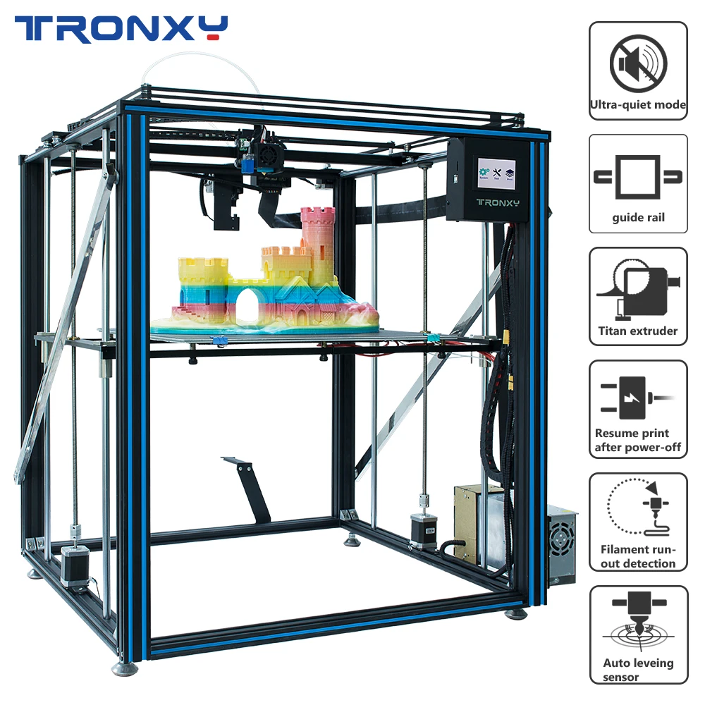 Tronxy X5SA-500 PRO 3D Tiskalnik Tiho Mainboard Nadzor Visoke Kakovosti S Guide Rail in Titan Iztiskanje Prilagodljiv 3D Tiskanja Izklop
