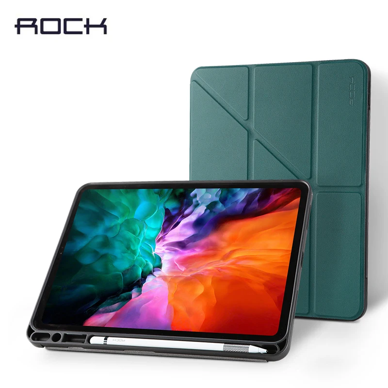 Za iPad Pro Za 12,9 Primeru 2020 ROCK Gume Tanke Šok-Odporne Nazaj Kritje za iphone Pro 11 Primeru 2020 za Pametno Magnetno Zapiranje чехол