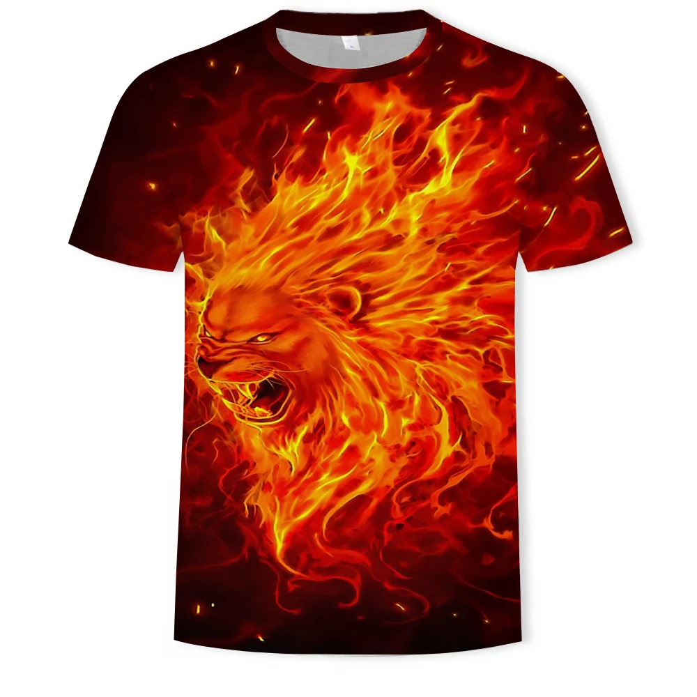 Moda Živali lev, tiger T shirt mans O-vratu kratek rokav Anime risanke 3d tiskanja moške majice priložnostne plaži majica s kratkimi rokavi velikosti
