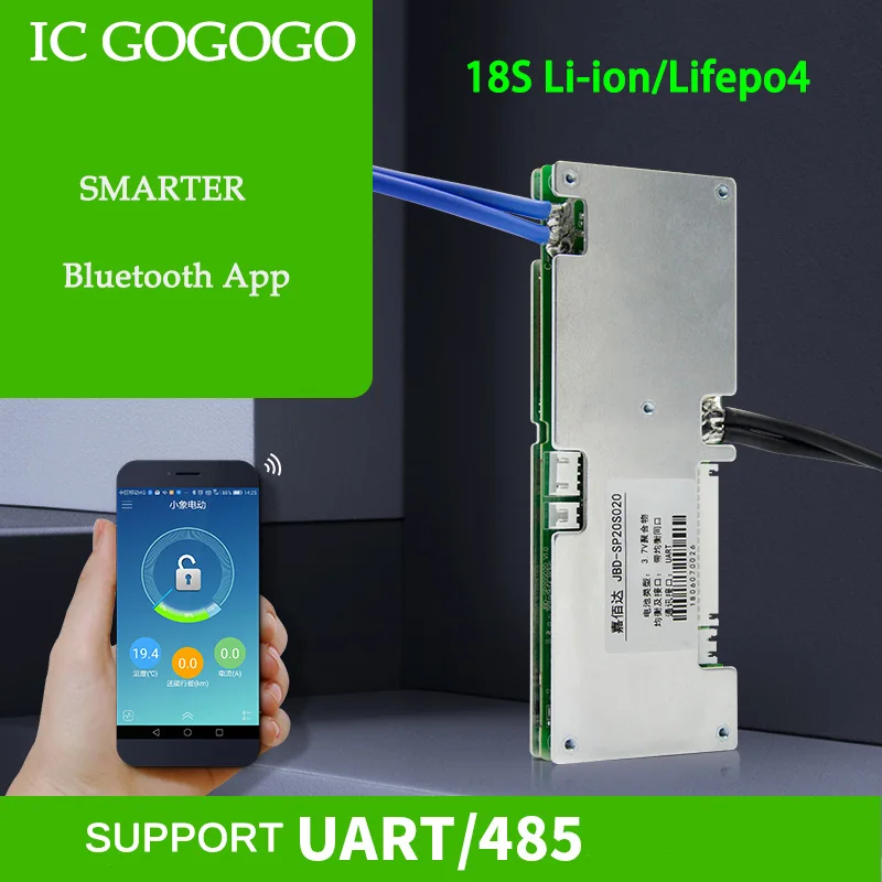 18S Lipo LiFePO4 Baterija Litij-Protection Board 60V Li-ion Celice Pametni Telefon APLIKACIJE PC BMS UART Komunikacije Bluetooth, PCB, eBike