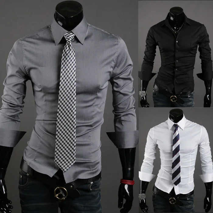 Socialni blagovne Znamke Moda Moška Majica Dolgi rokavi Čiste Barve Vrhovi Dvojni Ovratnik Poslovnih Mens Vitek Moški
