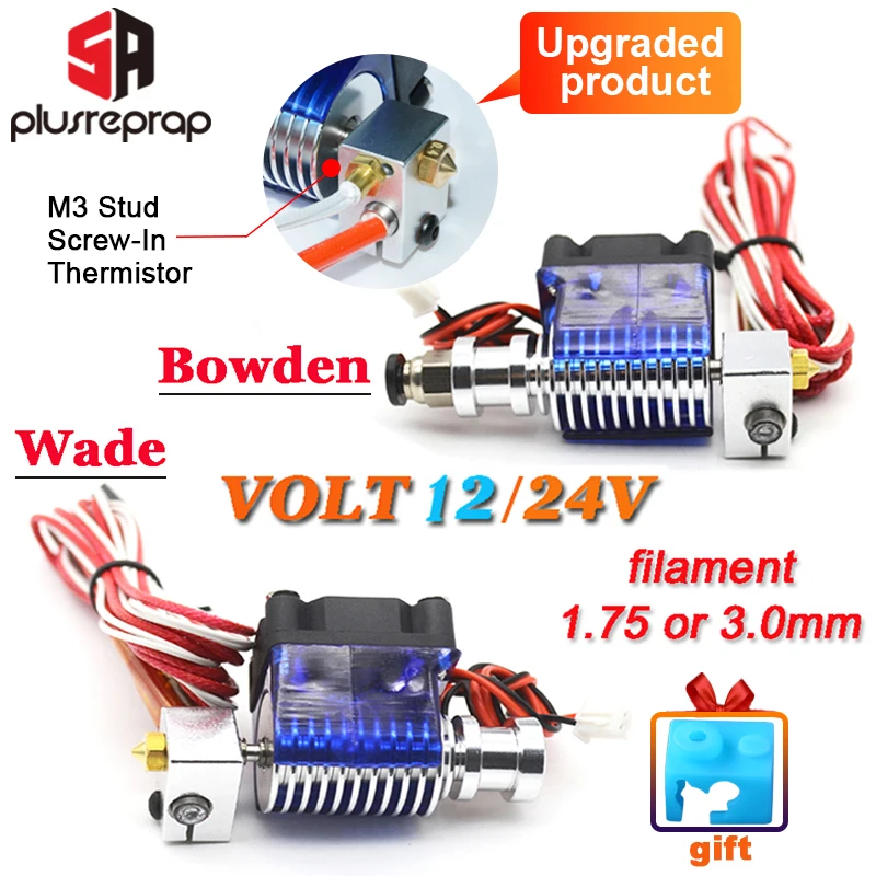 Nadgradili V6 J-glava Hotend Wade/Bowden Iztiskanje z gretjem M3 vijak v Thermistor Šobo Ventilatorja hladilnika MK8 3D za Tiskalnik Deli