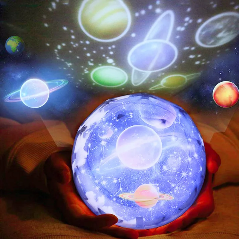 Novo Zvezdnato Nebo Noč Luč Planet Čarobno Projektor Zemlje, Vesolja LED Lučka Pisane Vrtenje Utripajoča Zvezda Otroci Baby Božično Darilo