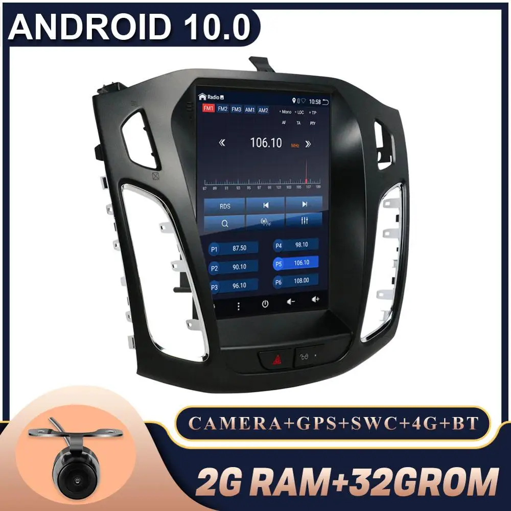 2 Din Avto Stereo Radio Android 10 Za Ford Focus 2012 2013 2016 2017 Autoradio Navigacijo GPS Wifi Ogledalo Povezavo CSD DAB