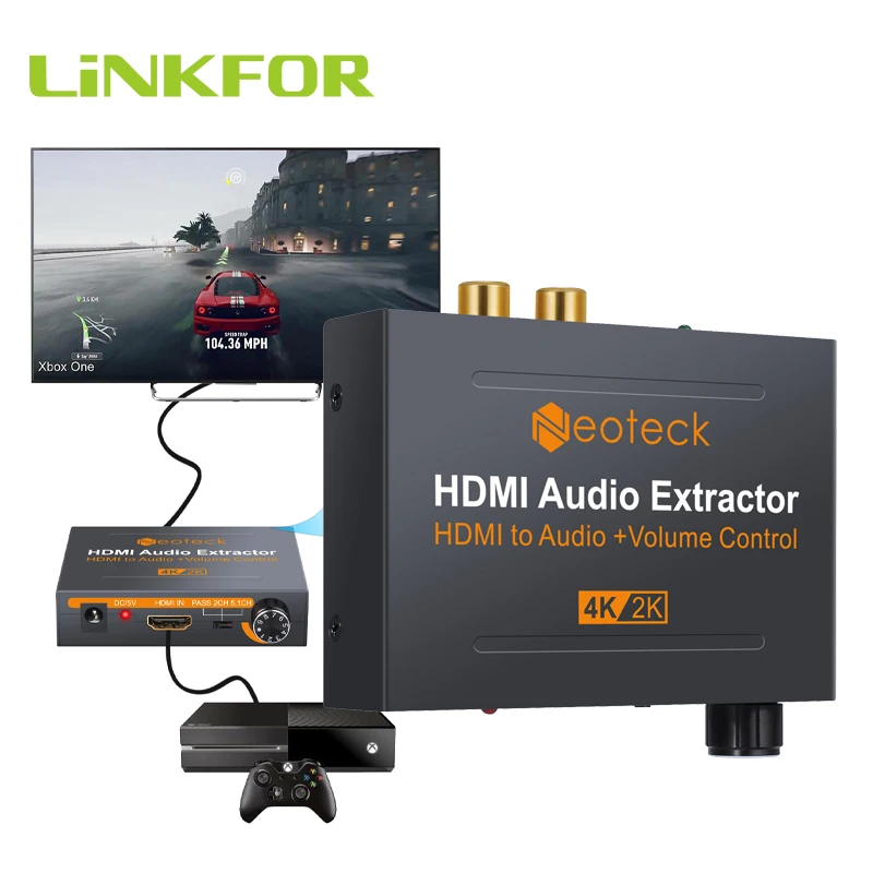 LiNKFOR HDMI Audio Napo Z 3.5 mm Stereo Audio (Stereo zvok Extractor Podporo 4K x 2K Z kontrolnika za Glasnost Za Ojačevalnik DVD-HDMI Audio