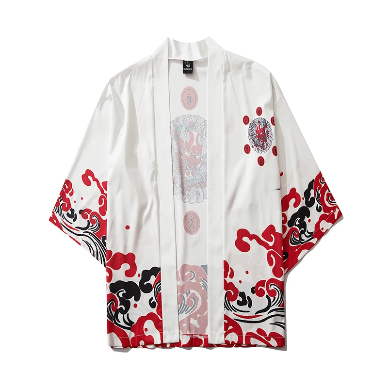 Nov Poletni Moški Japonski Slog Hip Hop Natisnjeni Kimono Jopiči Ulične Moški Svoboden Priložnostne Pol rokav Jopico Vrhnja oblačila