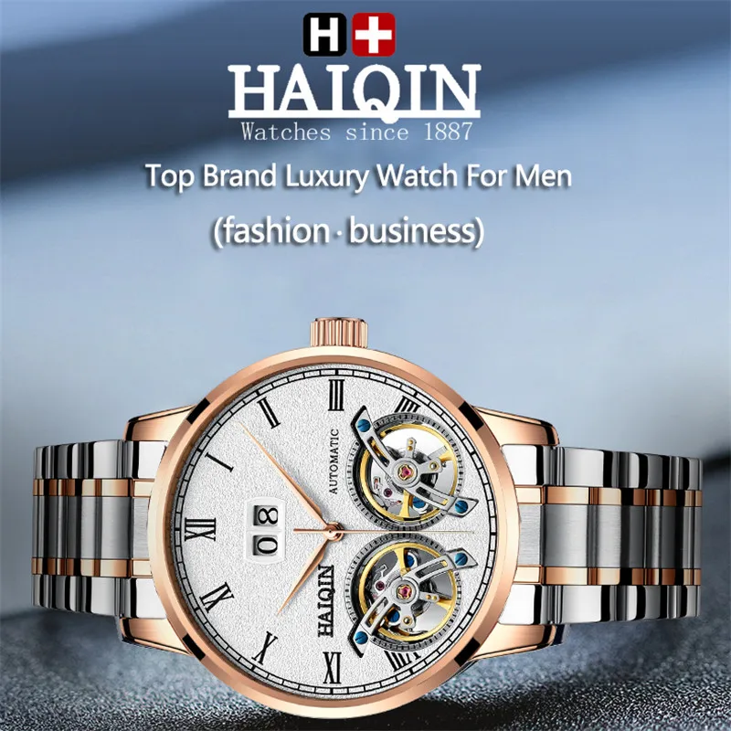HAIQIN nove poslovne watch moških samodejno ura moških tourbillon nepremočljiva Mehanske moške ure top blagovne znamke relogio masculino+box