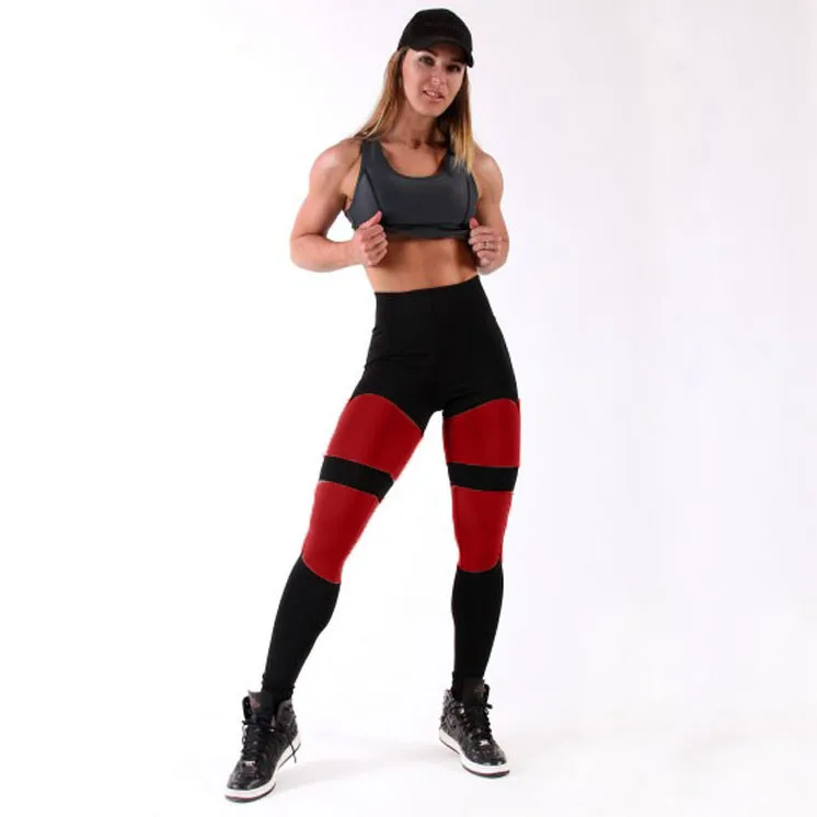 Športne Hlače Hlače Ženske črno rdeče barve, da se ujemajo Fitnes Legging Slim Stretch Mozaik, ki Teče dvignite boke Leggins #0327