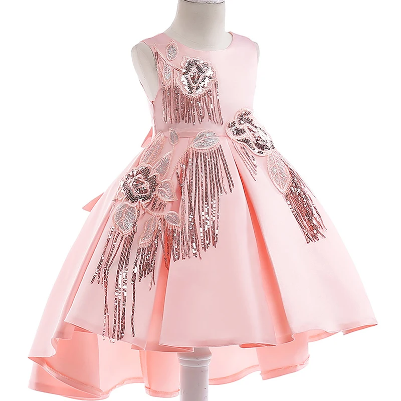 2019 NOVA princesa Elegantno Poročno Obleko otroci sequins Princesa Stranka Pageant Formalno obleko za deklice brez Rokavov maturantski obleki za 10Y