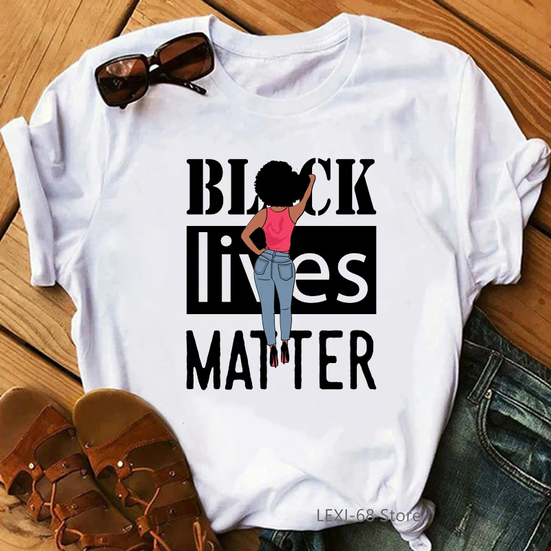 Afro Ameriški droge črno dekle smešne majice s kratkimi rokavi ženske črna življenja važno blm Tshirt 2020 modnih poletnih vrh ženskega priložnostne melanin T