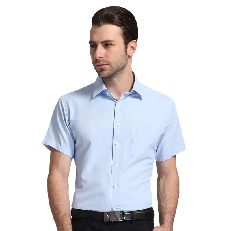 Moške Redno-fit Poletje Kratek Sleeve Solid Klasična Majica En Obliž Žep Formalnih Poslovnih Delo Urada Osnovne Obleko Majice