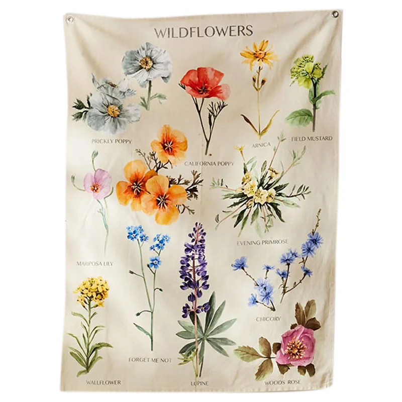 Vroče Wildflowers Navpično Tapiserija Steni Visi za Ponazoritev Referenčni Grafikon Tapiserija z Besedo Naravnost Tapiserija
