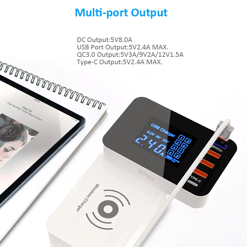 STOD Qi Brezžični Polnilnik USB Tip C Pametnih Polnilnih Postaj za Hitro Polnjenje 3.0 Za iPhone 11 Samsung Huawei Mi 9 Telefon Adapter