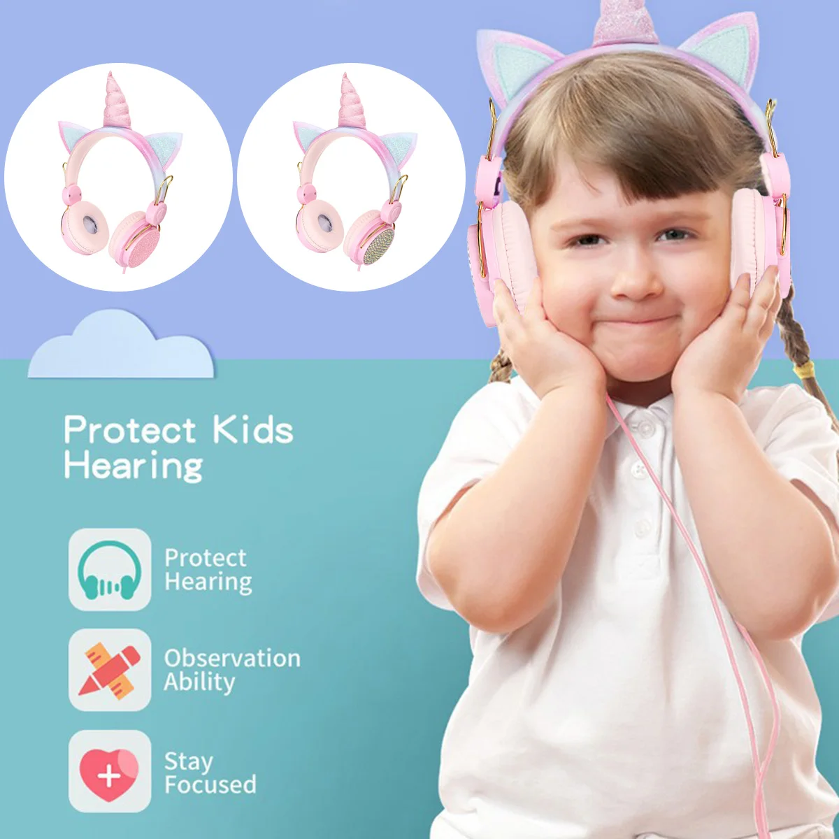 Risanka Žične Slušalke bluetooth Računalnik Slušalke Dekleta Glasbeni Stereo Slušalke Otroci Darilo Srčkan za Hčerko