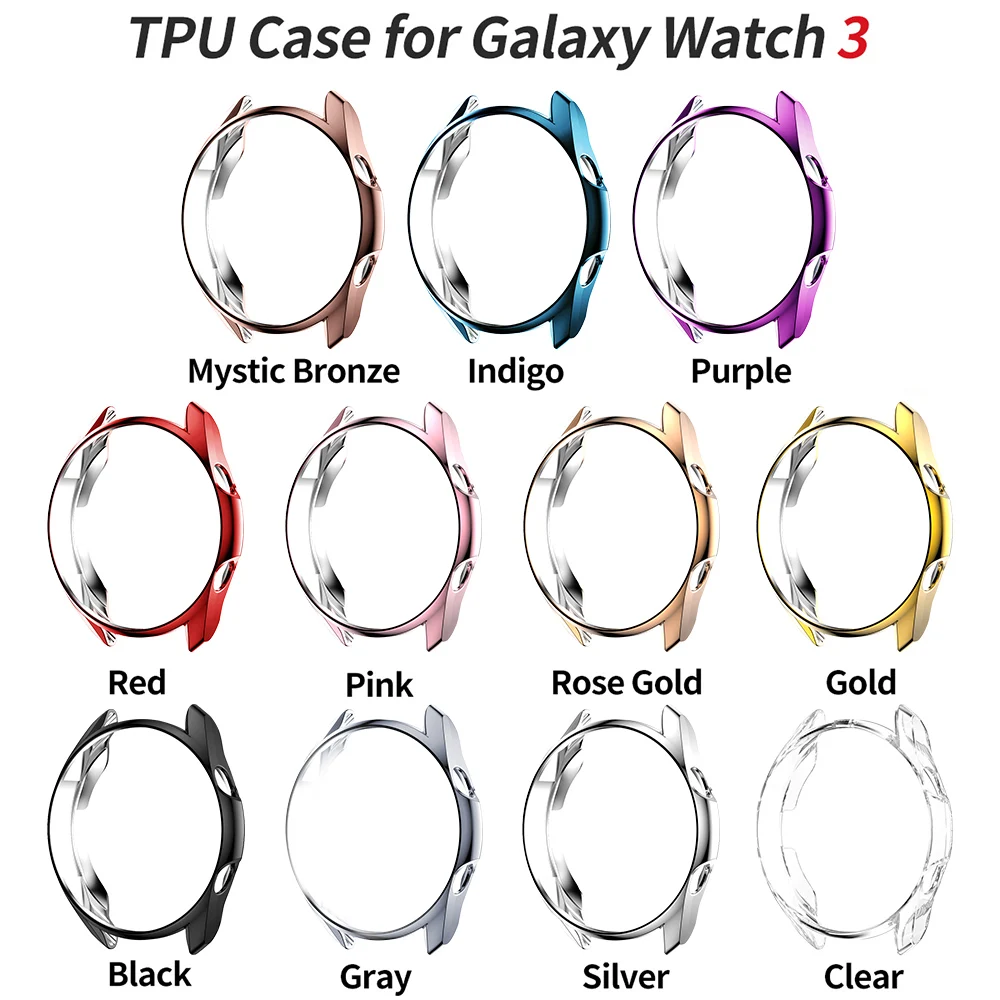 TPU Zaščitni ovitek za Samsung Galaxy Watch 3 45mm 41mm Kritje Mehko Odbijača za Watch3 Lahki Lupino Dodatki