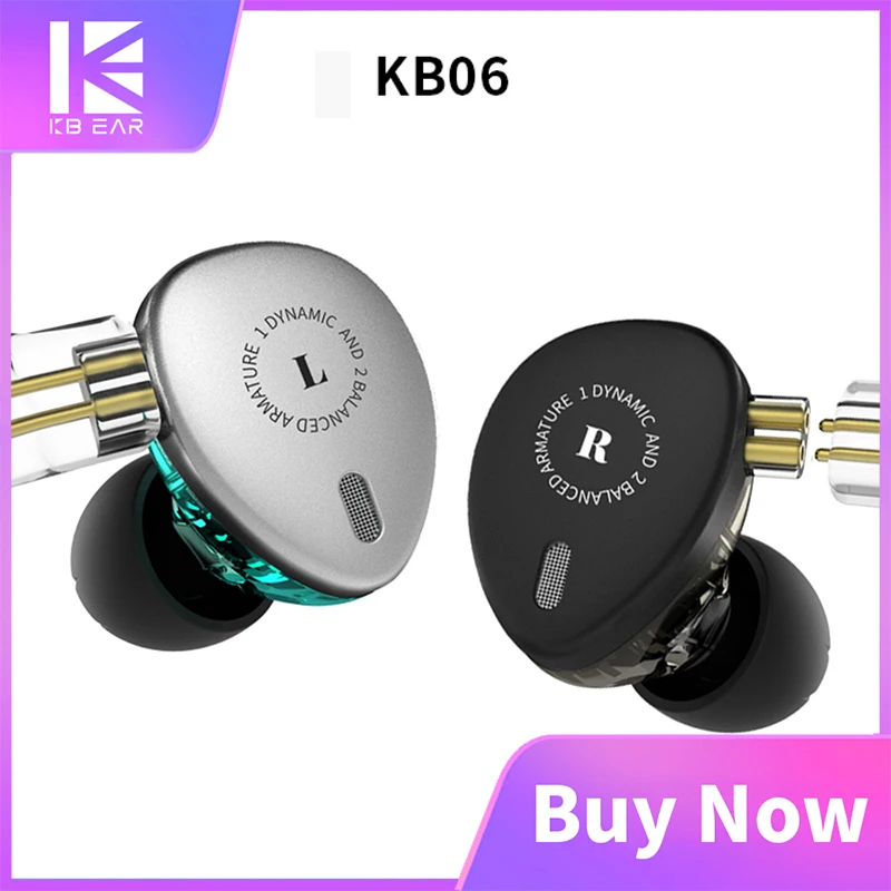 KBEAR KB06 Hibridni 2BA+1DD HiFi v uho slušalke fazi igra DJ slušalke 0,75 mm PIN snemljiv kabel z mikrofonom Za KBEAR KB10 F1