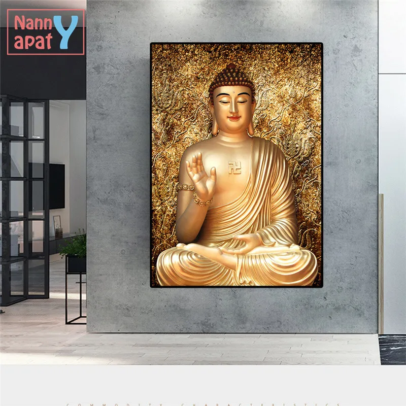 Zlati Buda Platno Slikarstvo 1 Kos Velikosti Natisnjen Plakat Stenskih slikah, Buda Slikarstvo za dnevno Sobo Sodoben Dom Dekor