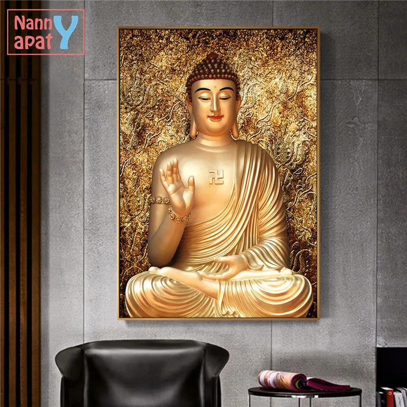 Zlati Buda Platno Slikarstvo 1 Kos Velikosti Natisnjen Plakat Stenskih slikah, Buda Slikarstvo za dnevno Sobo Sodoben Dom Dekor