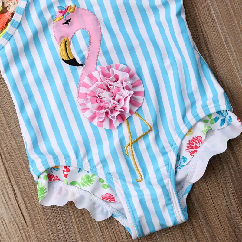Focusnorm Nov Modni Malčka Otroci Baby Dekleta Flamingo Risanka Bikini Kopalke, Kopalke, Kopalne Plaže