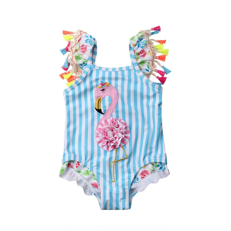 Focusnorm Nov Modni Malčka Otroci Baby Dekleta Flamingo Risanka Bikini Kopalke, Kopalke, Kopalne Plaže